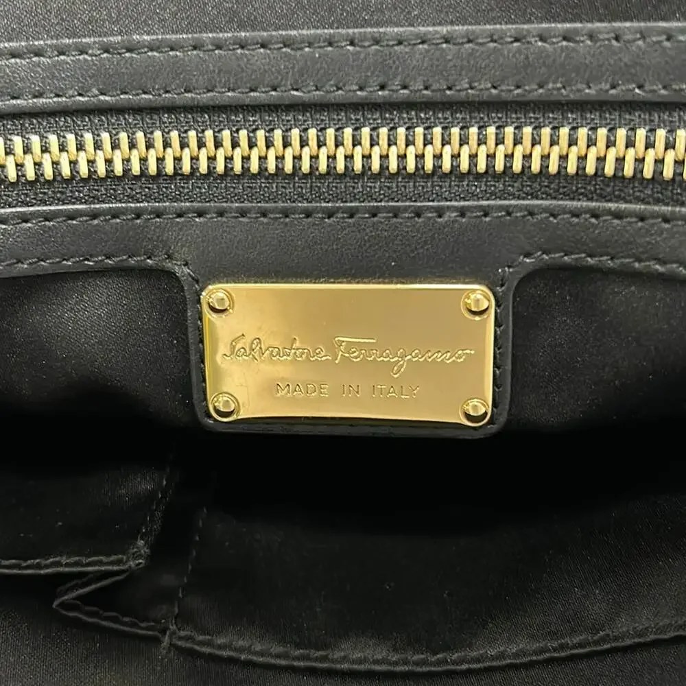 Salvatore Ferragamo Medium Fiamma Handbag Light gray Black